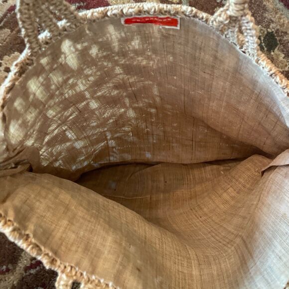 Macame Jute Boho Organic Lined Textured Handles Bag Vintage - Picture 5 of 9